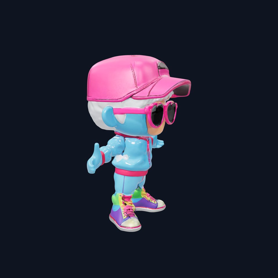 Cool Kid Character in Pink Hat Rigged and Animated